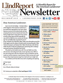 Land Report Newsletter December 2012 Land Report Newsletter December 2012