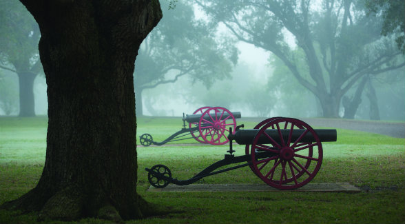 In 1875, Captain King acquired four 12-pound naval boat howitzers. They still stand guard at Santa Gertrudis. Two are rifled Dahlgrens, and two are smoothbore Ames.
